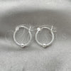 Sterling Silver Small Hoop, and Ball Polished, Silver Finish, 02.399.0018.15