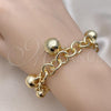 Oro Laminado Charm Bracelet, Gold Filled Style Rolo Design, Polished, Golden Finish, 03.331.0250.09