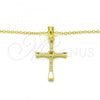 Sterling Silver Pendant Necklace, Cross Design, with White Cubic Zirconia, Polished, Golden Finish, 04.336.0118.2.18