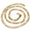Oro Laminado Basic Necklace, Gold Filled Style Figaro Design, Polished, Golden Finish, 5.222.015.24