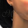 Stainless Steel Stud Earring, Flower Design, with Aqua Blue Crystal, Polished, Golden Finish, 02.271.0019.7