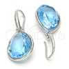 Rhodium Plated Dangle Earring, Teardrop Design, with Aquamarine Swarovski Crystals, Polished, Rhodium Finish, 02.239.0016.6
