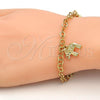 Oro Laminado Charm Bracelet, Gold Filled Style Elephant Design, with White Crystal, Diamond Cutting Finish, Golden Finish, 03.63.1794.07