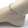 Oro Laminado Fancy Anklet, Gold Filled Style Evil Eye Design, Acqua Resin Finish, Golden Finish, 5.039.005.10
