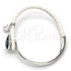 Rhodium Plated Individual Bangle, Heart Design, with Denin Blue Swarovski Crystals and White Micro Pave, Polished, Rhodium Finish, 07.239.0008.8 (03 MM Thickness, One size fits all)