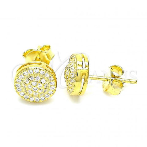 Sterling Silver Stud Earring, with White Micro Pave, Polished, Golden Finish, 02.369.0021.2