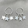 Sterling Silver Small Hoop, Star Design, Polished, Silver Finish, 02.402.0022.15