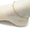 Oro Laminado Basic Anklet, Gold Filled Style Curb and Ball Design, Polished, Golden Finish, 04.213.0351.10