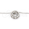 Rhodium Plated Pendant Necklace, Rolo and Heart Design, with Aurore Boreale Swarovski Crystals, Polished, Rhodium Finish, 04.239.0028.16