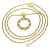 Oro Laminado Pendant Necklace, Gold Filled Style with Garnet Micro Pave, Polished, Golden Finish, 04.156.0335.2.20