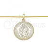 Oro Laminado Pendant Necklace, Gold Filled Style Guadalupe Design, Polished, Golden Finish, 04.106.0062.1.20