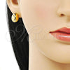 Oro Laminado Stud Earring, Gold Filled Style Ball Design, Polished, Golden Finish, 02.342.0319