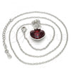 Rhodium Plated Pendant Necklace, Heart Design, with Siam and Aurore Boreale Swarovski Crystals, Polished, Rhodium Finish, 04.239.0044.9.18