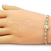 Oro Laminado Fancy Bracelet, Gold Filled Style Little Girl and Miami Cuban Design, with Turquoise Crystal, Turquoise Enamel Finish, Golden Finish, 03.213.0392.07