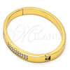 Gold Tone Individual Bangle, with White Crystal, Polished, Golden Finish, 07.252.0027.05.GT (07 MM Thickness, Size 5 - 2.50 Diameter)
