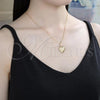 Oro Laminado Pendant Necklace, Gold Filled Style Heart Design, Polished, Golden Finish, 04.117.0008.20