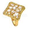 Oro Laminado Multi Stone Ring, Gold Filled Style with White Cubic Zirconia, Polished, Golden Finish, 01.210.0027.08 (Size 8)