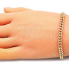 Oro Laminado Basic Bracelet, Gold Filled Style Miami Cuban Design, Polished, Golden Finish, 5.223.012.08