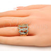 Oro Laminado Multi Stone Ring, Gold Filled Style with White Cubic Zirconia, Polished, Golden Finish, 01.210.0052.09 (Size 9)