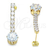 Oro Laminado Long Earring, Gold Filled Style with White Cubic Zirconia, Polished, Golden Finish, 02.283.0036