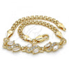 Oro Laminado Fancy Bracelet, Gold Filled Style with White Cubic Zirconia, Polished, Golden Finish, 03.63.2003.08