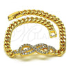 Oro Laminado Fancy Bracelet, Gold Filled Style Infinite Design, with White Micro Pave, Polished, Golden Finish, 03.283.0223.07