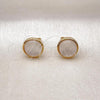 Oro Laminado Stud Earring, Gold Filled Style with Ivory Opal, Polished, Golden Finish, 02.342.0357