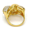 Oro Laminado Multi Stone Ring, Gold Filled Style Greek Key Design, with White Crystal, Polished, Golden Finish, 01.241.0040.07 (Size 7)