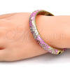 Oro Laminado Individual Bangle, Gold Filled Style Flower Design, Pink Enamel Finish, Golden Finish, 07.246.0008.4.05 (10 MM Thickness, Size 5 - 2.50 Diameter)