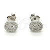 Sterling Silver Stud Earring, with White Micro Pave, Polished, Rhodium Finish, 02.290.0027