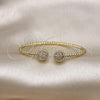 Oro Laminado Individual Bangle, Gold Filled Style with White Micro Pave, Polished, Golden Finish, 07.368.0001