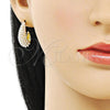 Oro Laminado Stud Earring, Gold Filled Style Teardrop Design, with Ivory Pearl, Polished, Golden Finish, 02.379.0083