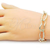 Oro Laminado Fancy Bracelet, Gold Filled Style Rolo Design, Polished, Golden Finish, 03.415.0018.08