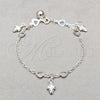 Sterling Silver Fancy Bracelet, Heart and Grape Design, Polished, Silver Finish, 03.409.0136.07