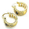 Oro Laminado Small Hoop, Gold Filled Style with Black and White Cubic Zirconia, Polished, Golden Finish, 02.210.0285.3.20