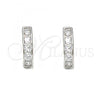 Sterling Silver Huggie Hoop, with White Cubic Zirconia, Polished, Rhodium Finish, 02.290.0001.10