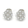 Sterling Silver Stud Earring, with White Cubic Zirconia, Polished, Rhodium Finish, 02.336.0017