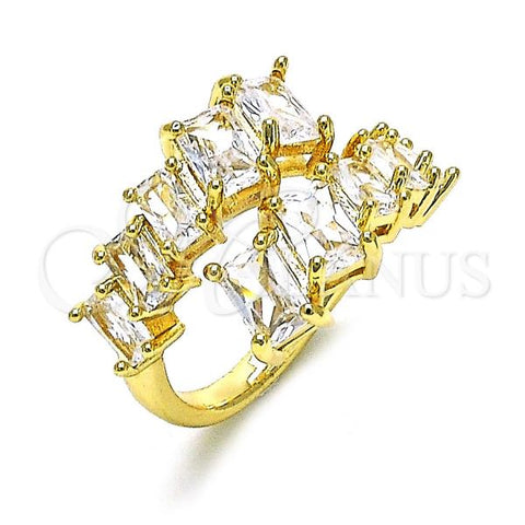 Oro Laminado Multi Stone Ring, Gold Filled Style Cluster Design, with White Cubic Zirconia, Polished, Golden Finish, 01.283.0038
