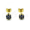 Oro Laminado Stud Earring, Gold Filled Style with Sapphire Blue Cubic Zirconia, Polished, Golden Finish, 02.213.0358.4