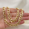 Oro Laminado Necklace and Bracelet, Gold Filled Style Curb Design, Polished, Golden Finish, 06.372.0055