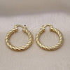 Oro Laminado Medium Hoop, Gold Filled Style Hollow Design, Diamond Cutting Finish, Golden Finish, 5.139.010.30