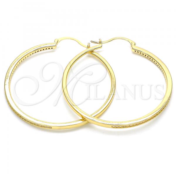 Oro Laminado Large Hoop, Gold Filled Style with White Micro Pave, Polished, Golden Finish, 02.156.0460.50