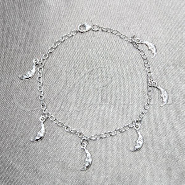 Sterling Silver Charm Bracelet, Moon Design, Polished, Silver Finish, 03.392.0029.07