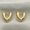 Oro Laminado Huggie Hoop, Gold Filled Style Heart Design, Polished, Golden Finish, 02.213.0447