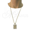 Oro Laminado Pendant Necklace, Gold Filled Style with White Crystal, Polished, Golden Finish, 04.242.0072.30