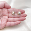 Oro Laminado Stud Earring, Gold Filled Style Ball Design, with Ivory Pearl, Polished, Golden Finish, 02.411.0021
