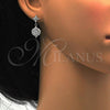 Sterling Silver Dangle Earring, with White Cubic Zirconia, Polished, Rhodium Finish, 02.175.0128