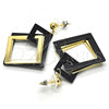 Oro Laminado Long Earring, Gold Filled Style Black Resin Finish, Golden Finish, 02.268.0075.1
