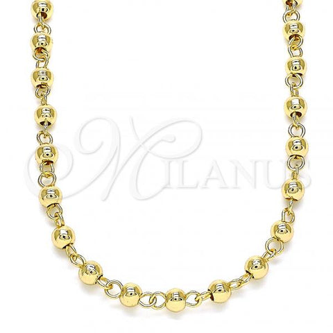 Oro Laminado Basic Necklace, Gold Filled Style Ball Design, Polished, Golden Finish, 04.213.0219.18