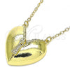 Oro Laminado Pendant Necklace, Gold Filled Style Heart Design, Polished, Golden Finish, 04.156.0406.18